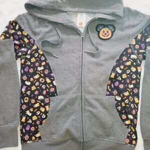 LNew-Disney Parks Halloween Themed Mickey Minnie Pumpkins Ghosts Lined Hoodie